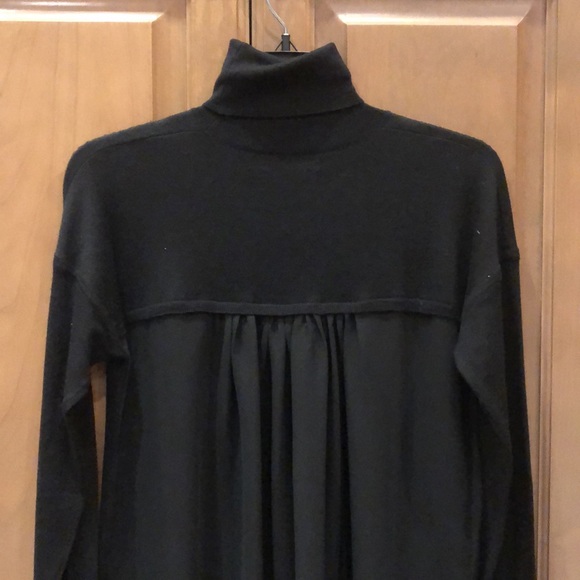New J Brand 100% merino wool turtleneck back silky semi sheer panel sweater - Picture 5 of 10